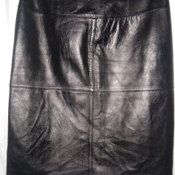 Geniune Black Leather Pencil Skirt knee length - Picture 6 of 6